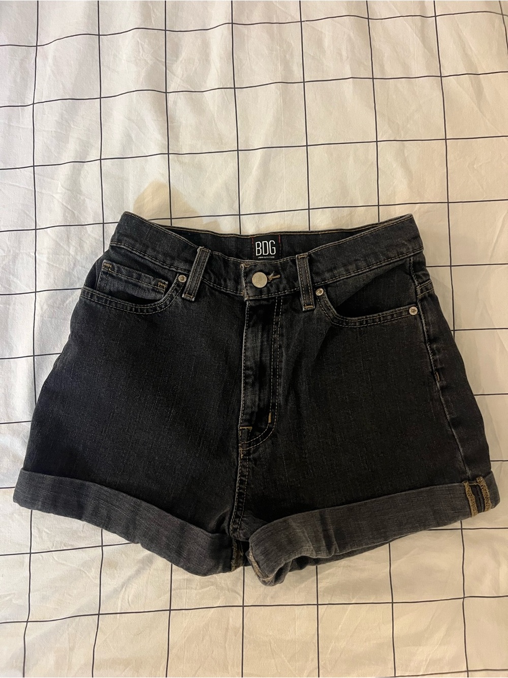 BDG Black Cuffed High-Rise Jean Shorts